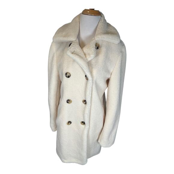 NWT Rachel Parcel Long Ivory Faux Fur Trench Coat | Size Small Elegant Winter - Picture 5 of 11